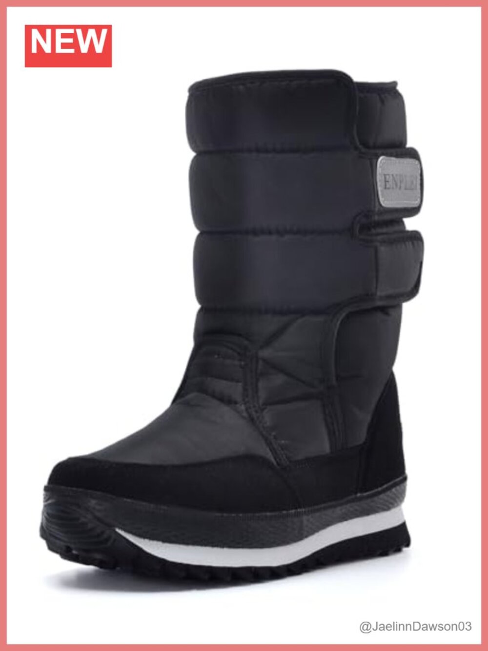 DADAWEN Waterproof Mid-Calf Snow Boots Faux Fur Lined Winter Boot